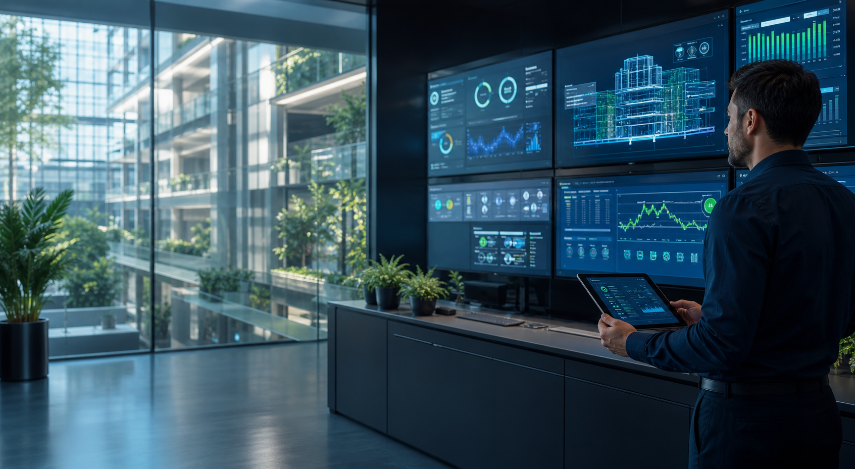 Centro de operaciones de edificios con monitoreo energético y BMS
